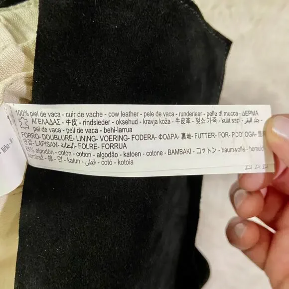 Zara Black Suede Leather Bucket Bag With Chain - Picture 6 of 6